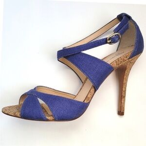 Alexander Birman strapped heel denim and cork